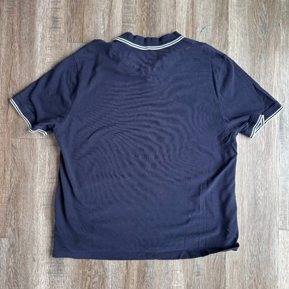 Banana Republic Relaxed Pique Polo Navy Striped Collar Extra Large